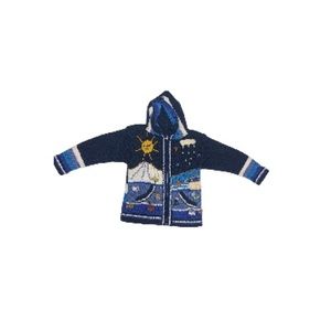 Handmade Blue Vintage Knit Nature Scene Sweater - Toddler’s Size 4T